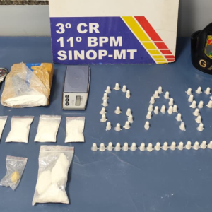 Polícia Militar prende faccionado com tablete e porções de cocaína em Sinop