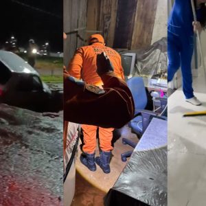 Em meio à situação de emergência, chuvas alagam diversos pontos e carro cai em buraco em Primavera do Leste (MT)