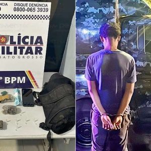 PM prende suspeito durante abordagem e encontra mochila recheada de drogas em Nova Mutum