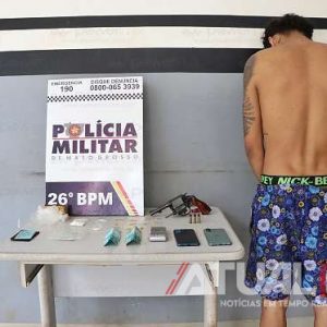 Polícia Militar flagra suspeito, apreende arma e droga durante operação em Nova Mutum/MT; Veja vídeo