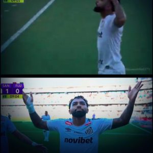 Na comemoração do gol, Gabigol provoca a torcida do Fluminense com gesto abrind…