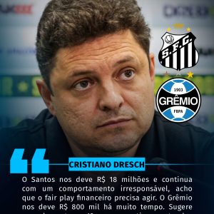 Presidente do Cuiabá expõe dívidas de Santos e Grêmio.