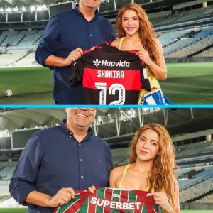 VISITA ILUSTRE! A cantora Shakira esteve no Maracanã e tirou foto com as camisa…