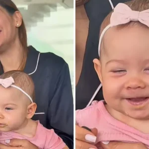 Maíra Cardi fica surpresa ao ver filha comer primeira papinha; assista