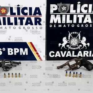 PM apreende armas após confronto que terminou com dois mortos em Nova Mutum/MT