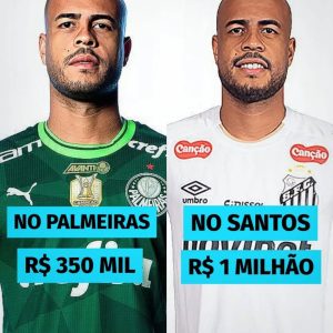 A diferença de salário do lateral Mayke na época do Palmeiras e agora no Santos…