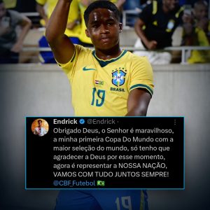 Endrick comemora sua primeira convocação para a Copa do Mundo
