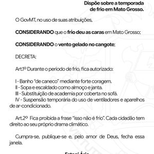 TÁ MAIS QUE DECRETADO! 

 Banho agora é facultativo
 Academia pode ser substituí…