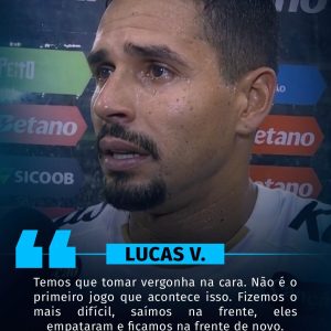 Lucas Veríssimo, jogador do Santos, se mostra indignado com o resultado: “Fizem…
