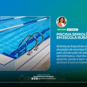 Câmara propõe construção de piscina semiolímpica em escola do campo de Nova Mutum/MT