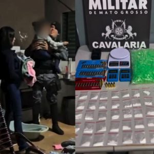 Polícia encontra drogas e três crianças em casa usada para tráfico em Nova Mutum; veja vídeo