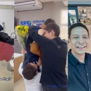 Jovem cuiabano se disfarça de entregador e surpreende mãe e irmãos após três anos longe; veja vídeo