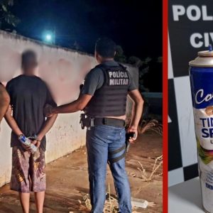 MT: Jovem é preso após pichar prédio público com mensagem de facção
