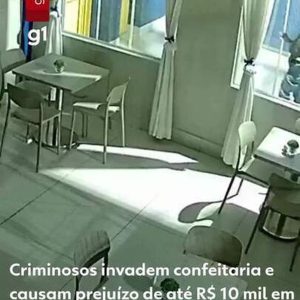 VÍDEO: criminoso escorrega e cai durante invasão a confeitaria de MT