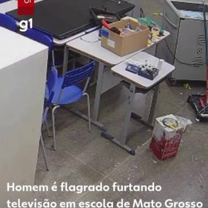 VÍDEO: criminoso invade escola pública de MT e furta TV e eletrônicos