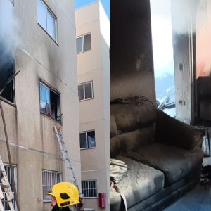 Vídeo: apartamento pega fogo em Várzea Grande (MT)