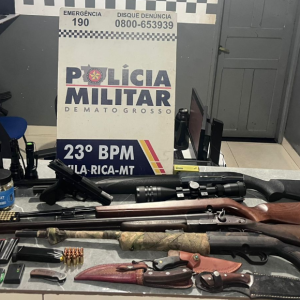 Polícia Militar prende dois homens e apreende cinco armas de fogo em Vila Rica