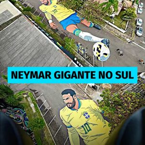 Neymar ganha pintura de 850 metros quadrados no Rio Grande Sul.O craque foi p…