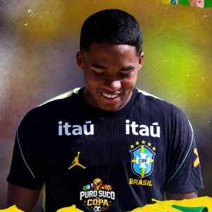 Endrick ativou o modo resenha e foi festejar com a galera na chegada da seleção…