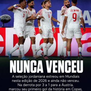 Ainda sem vencer em Copas do Mundo.

A Jordânia faz sua estreia em Mundiais jus…