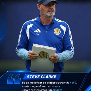 Steve Clarke, técnico da Escócia, não quer bater de frente com o Brasil.#Escó…