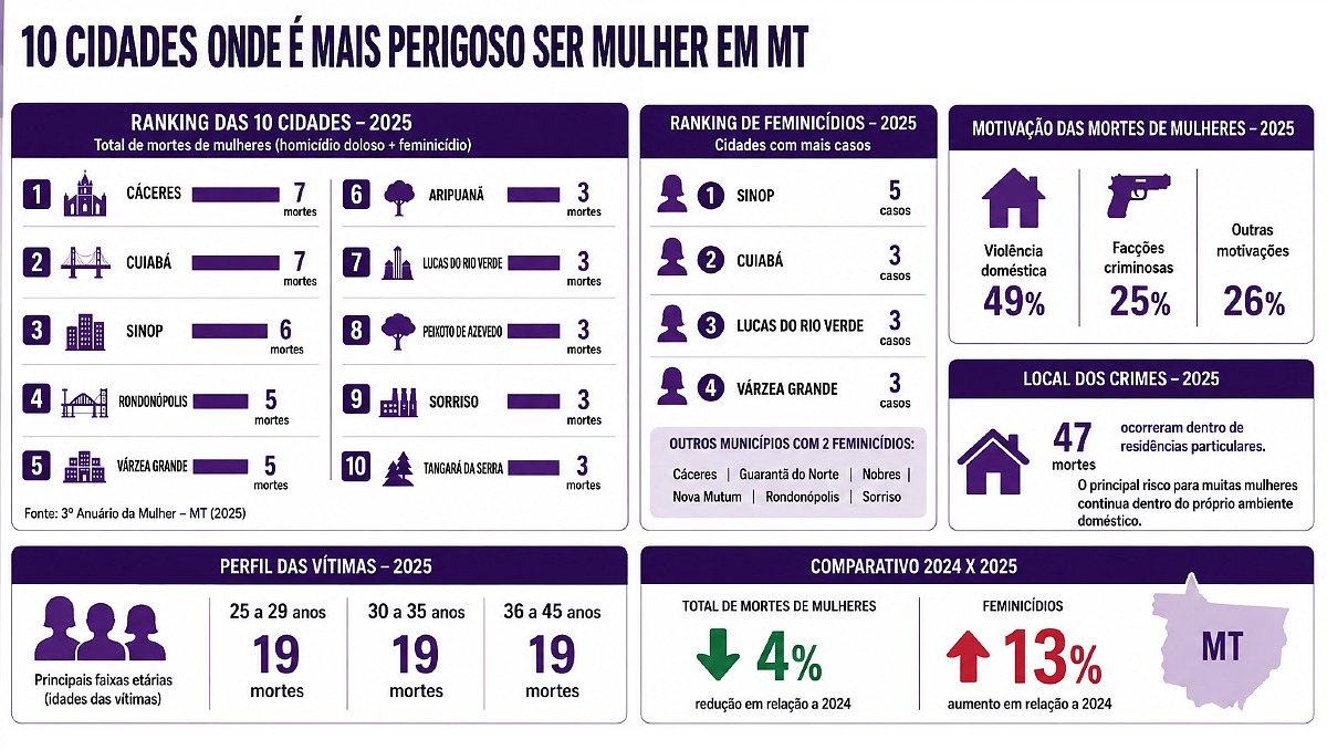 Arte, feminicídios, ranking, 10 cidades MT