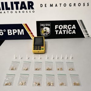 Força Tática apreende cocaína e pasta base prontas para venda e prende suspeito em MT; veja vídeo