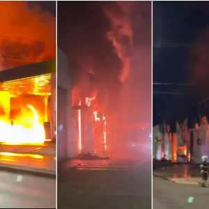 VÍDEO: incêndio atinge depósito da Secretária de Educação e posto de combustível em Várzea Grande (MT)