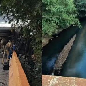 Caminhão com piche tomba em rio e compromete abastecimento de água em MT; Veja vídeo | Power Mix