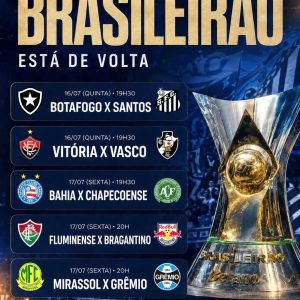 SENHORAS E SENHORES, TEMOS RODADA DO BRASILEIRÃO NESTA SEMANA.

ACABOU A ESPERA,…