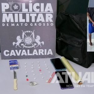 Abordagem da Cavalaria termina com apreensão de drogas e casal preso em Nova Mutum/MT