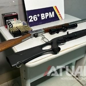 PM apreende armas e munições após denúncia de tiros em Nova Mutum
