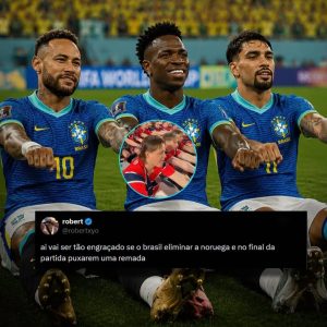 Torcedores pedem que os jogadores comemorem uma possível vitória contra a Norue…