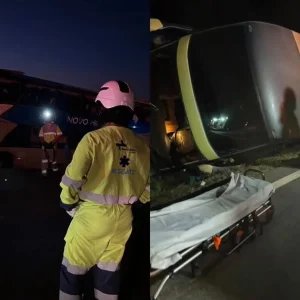 URGENTE: ônibus da Novo Horizonte tomba às margens da BR-163 entre Diamantino e Nova Mutum
