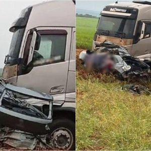 Nova Mutum; Três pessoas morrem em grave acidente entre caminhão e carro