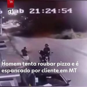 VÍDEO: homem tenta roubar pizza durante entrega e é espancado por cliente em Várzea Grande (MT)