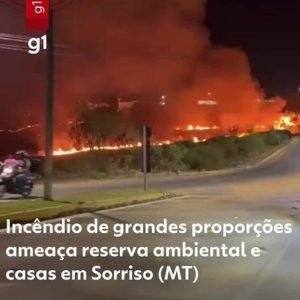 VÍDEO: incêndio de grandes proporções ameaça reserva ambiental e casas em Sorriso (MT)