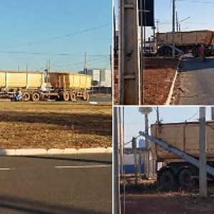 Motorista derruba poste durante conversão no Jardim Europa, em Nova Mutum/MT | Power Mix