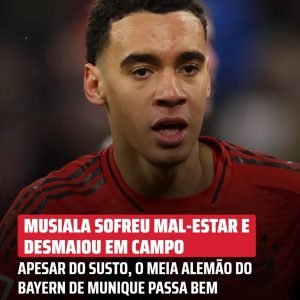 Musiala marcou o terceiro gol do Bayern antes de apresentar sinais de mal-estar …