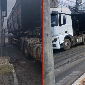 Caminhão derrama resíduos de frigorífico em avenida e interdita parte do trânsito em Várzea Grande (MT)