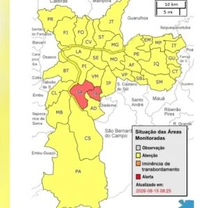 Capital paulista está toda em atenção para alagamentos neste sábado