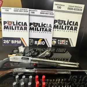 Polícia resgata mulher mantida em cárcere privado pelo marido e apreende armas em Nova Mutum