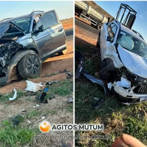 Colisão entre dois carros deixa três pessoas feridas na MT-235, em Nova Mutum/MT