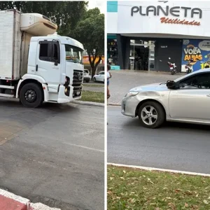Má sinalização em quebra- molas é apontada após acidente entre carro e caminhão em Nova Mutum/MT