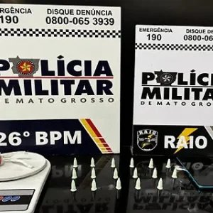 PM prende três suspeitos e apreende cocaína e maconha durante abordagem a van em Nova Mutum