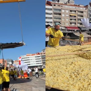 Maior tortilha do mundo leva 17 mil ovos e precisa de grua para ser virada
