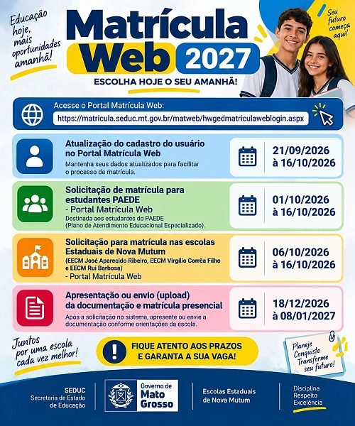 Matrículas para novos alunos da rede estadual 