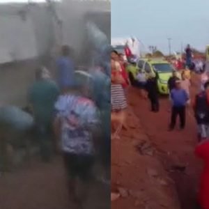 Carreta carregada com porcos é saqueada após tombar na BR-070 em MT
