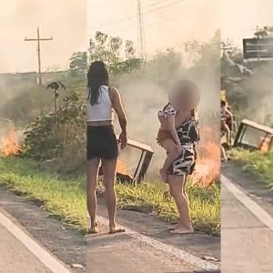 Vídeo: churrasqueira cai de carro e provoca incêndio às margens da MT-251