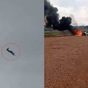 Avião de pequeno porte cai e pega fogo em MT; Veja vídeo